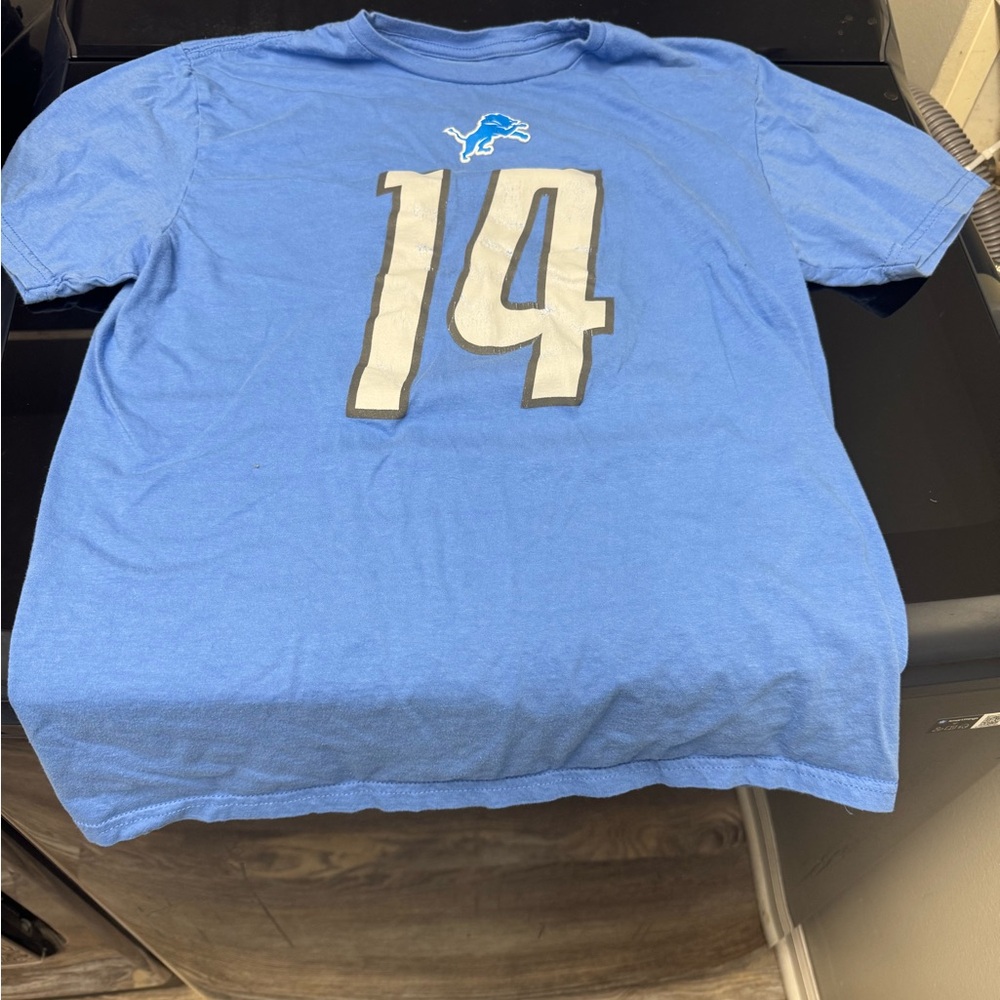 Detroit lions St brown blue short sleeve shirt